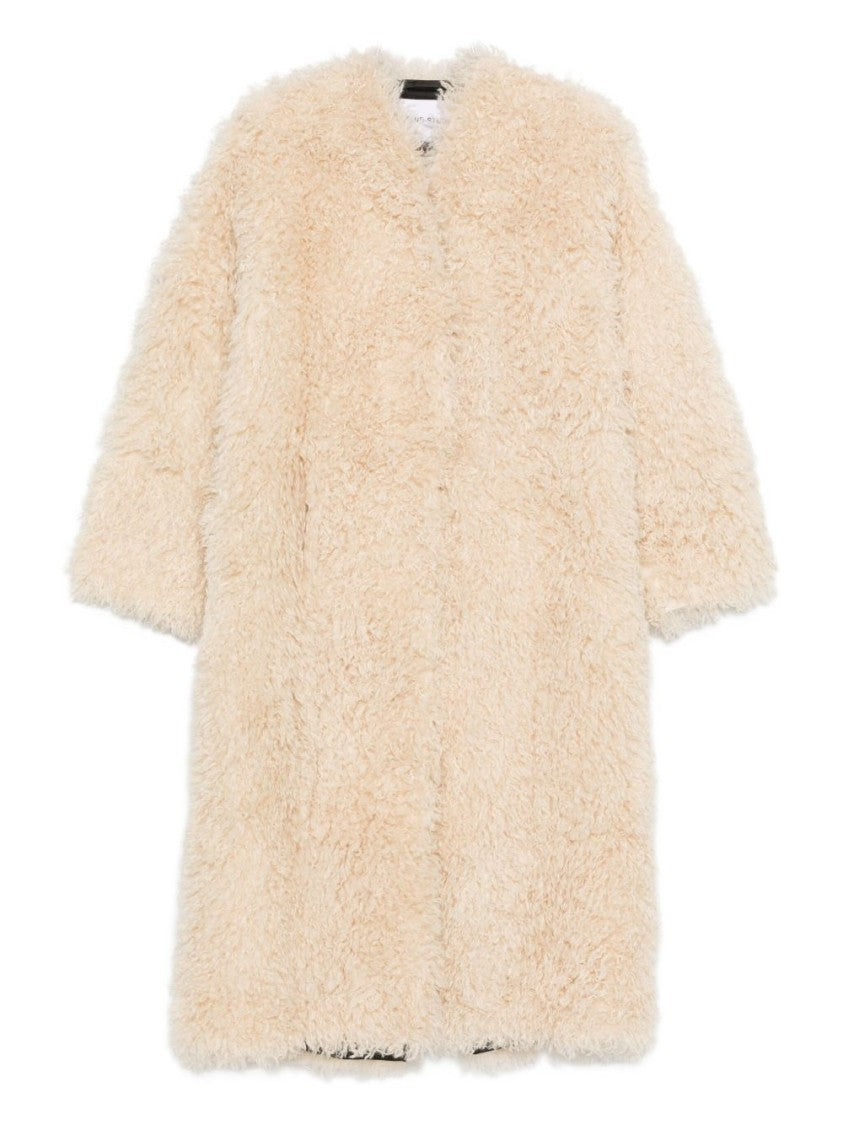 Stand Beige Tailored Coat With Classic Silhouette