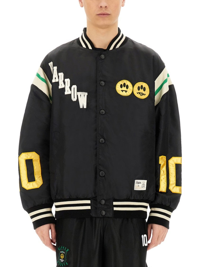 Barrow Relaxed Fit Black Satin Bomber Jacket