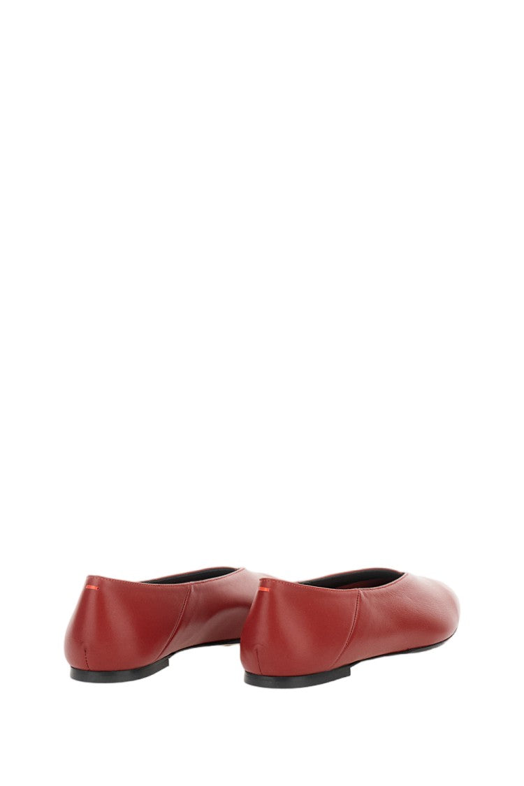 Aeydē Pointed-Toe Nappa Leather Ballerina With Visible Stitching