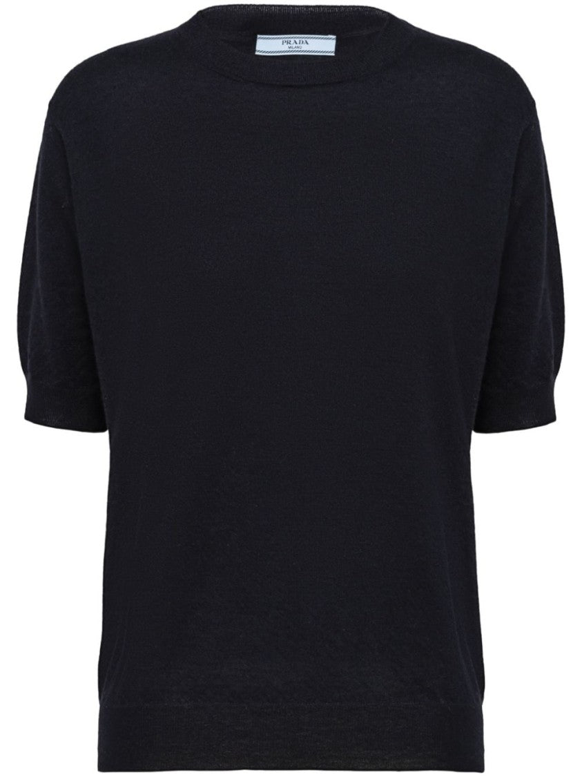 Prada Triangle-Logo Cashmere Knitted Top