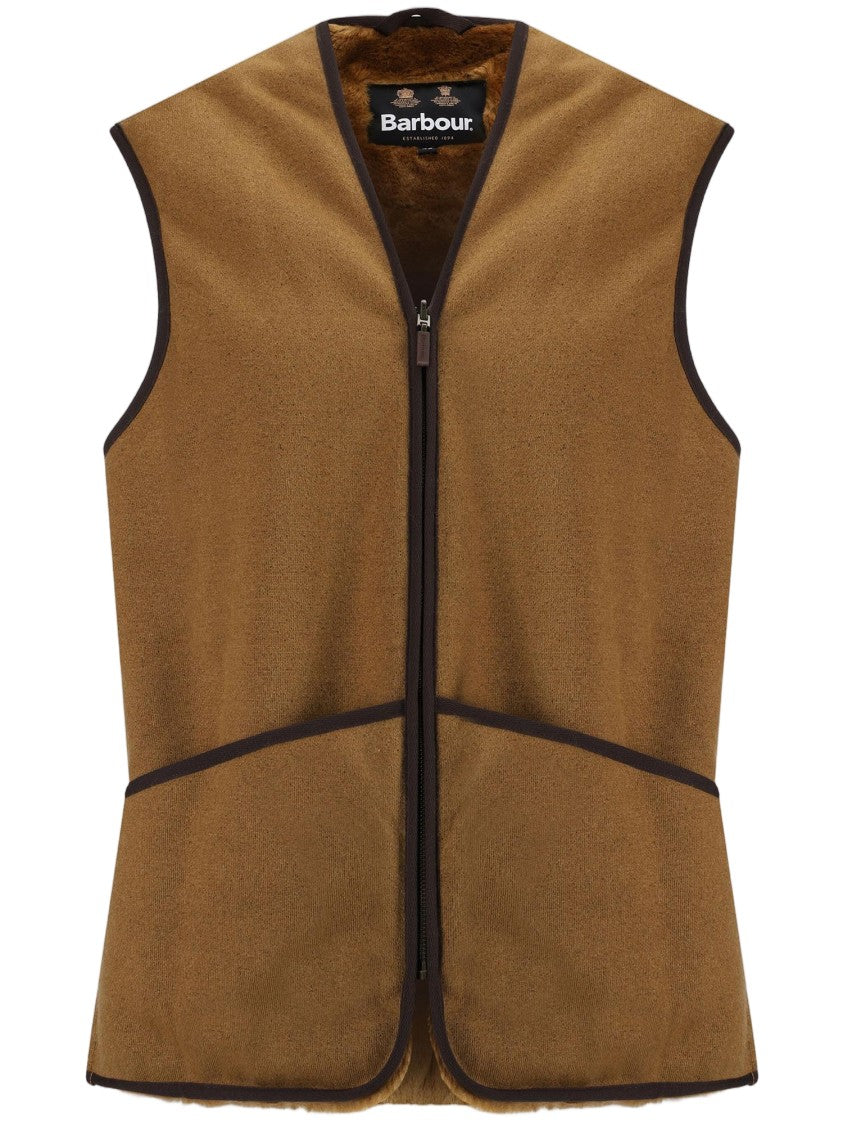 Barbour Light Brown Reversible Fleece-Nylon Vest