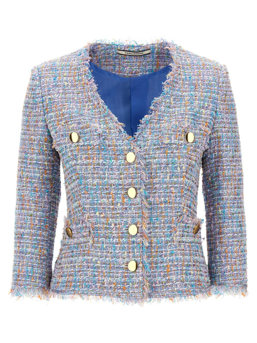 Tagliatore Tweed Blazer With Lamé Details