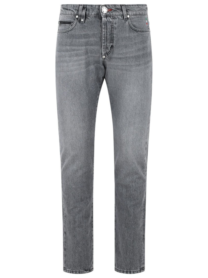 Philipp Plein 'Straight' Grey Cotton Jeans
