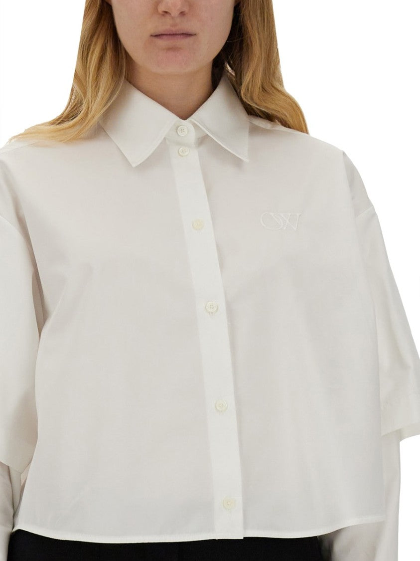Off-White Cropped Poplin Shirt