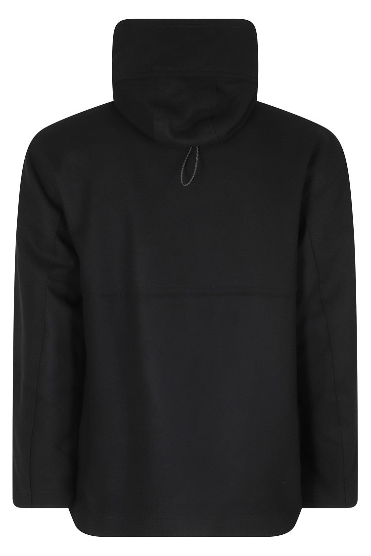 Duno Black Hooded Wool-Blend Peacoat