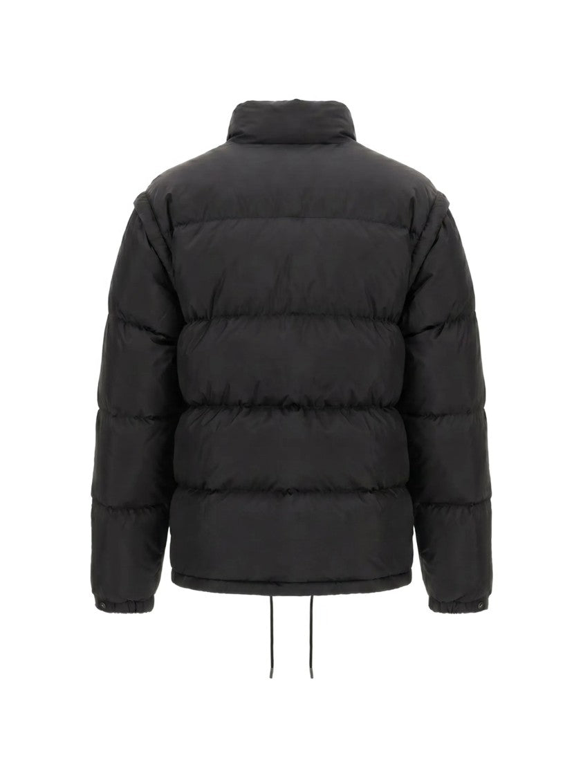 Prada High Collar Black Puffer Jacket With Adjustable Hem