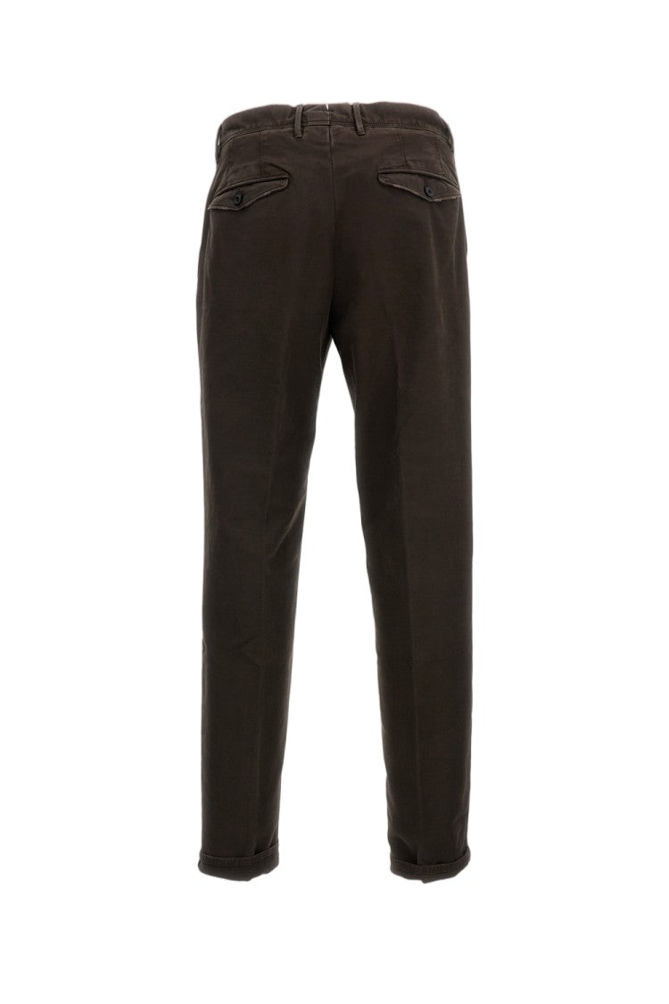 Incotex Structured Brown Tailored Trousers With Refined Pleats