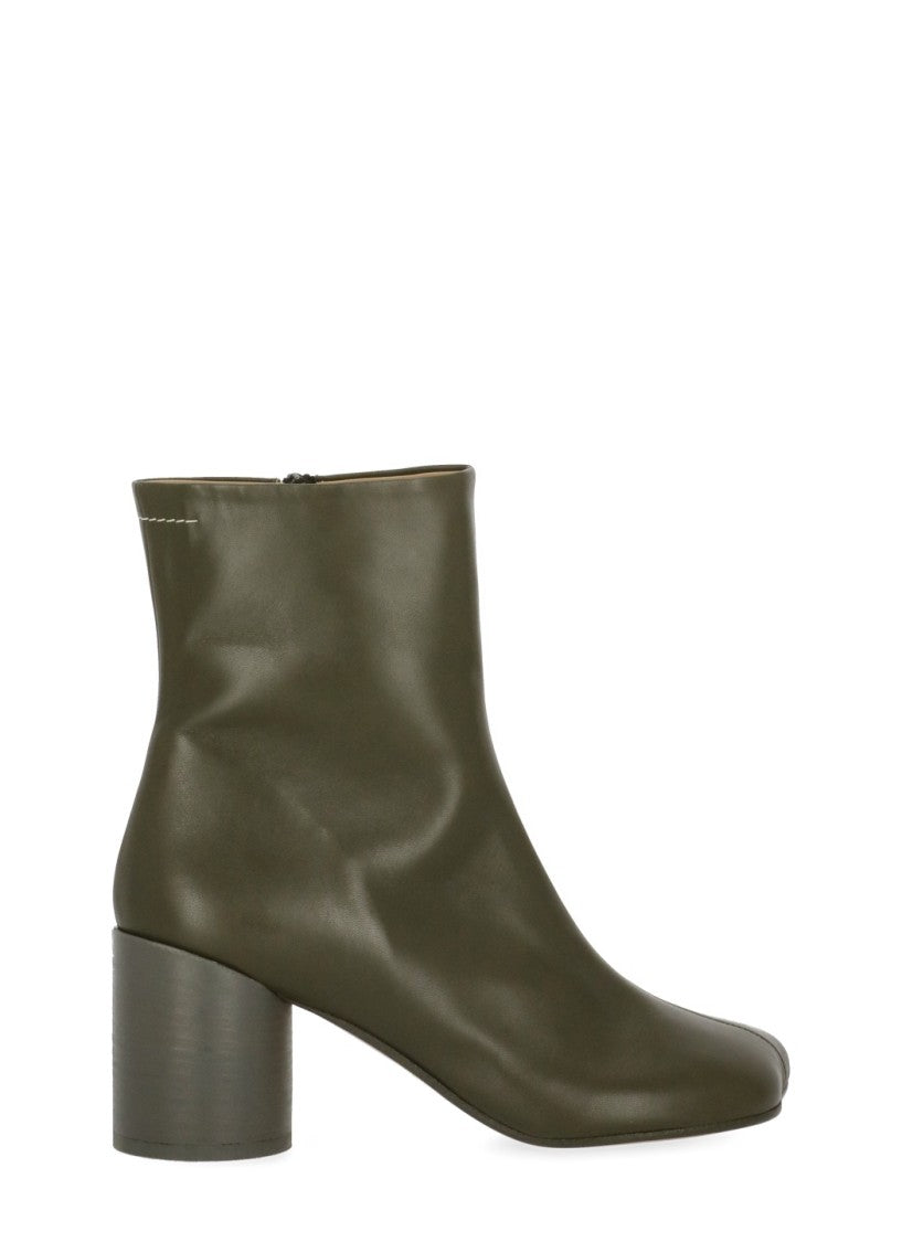 Mm6 By Maison Margiela Green Squared-Toe Leather Boots