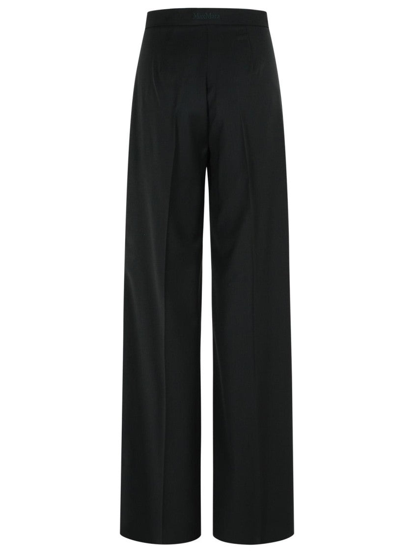 Max Mara Fernet' Straight Black Virgin Wool Pants