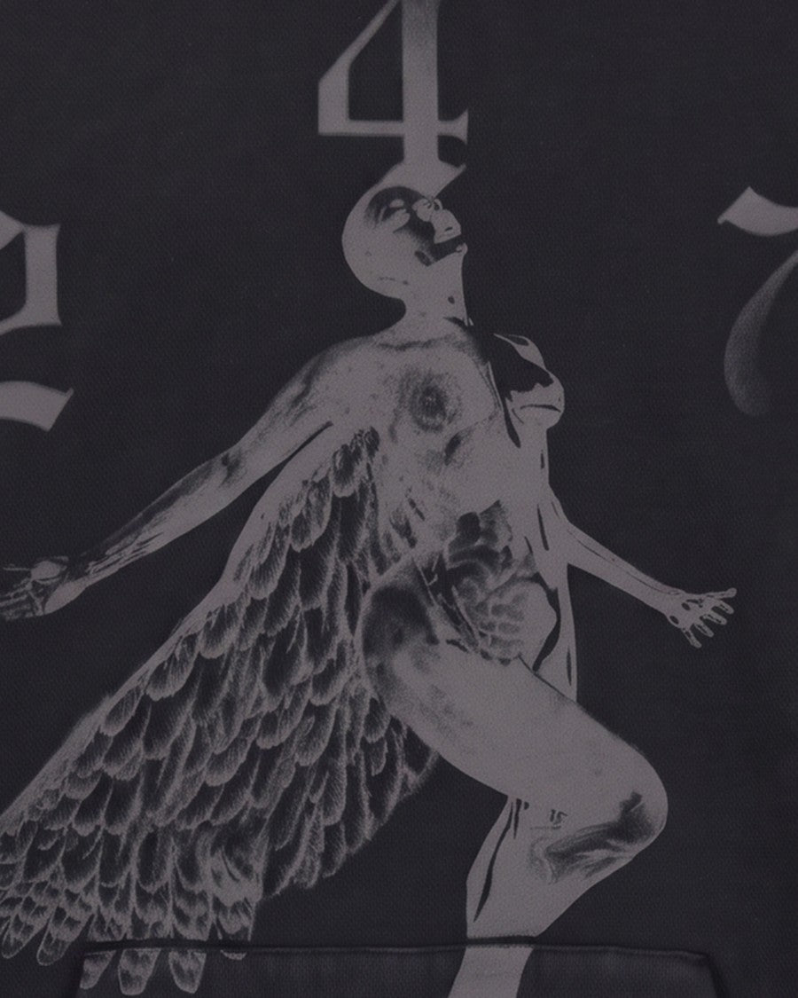Represent 247 Vintage Black 247 Angel Hood Cotton-Blend Hoodie