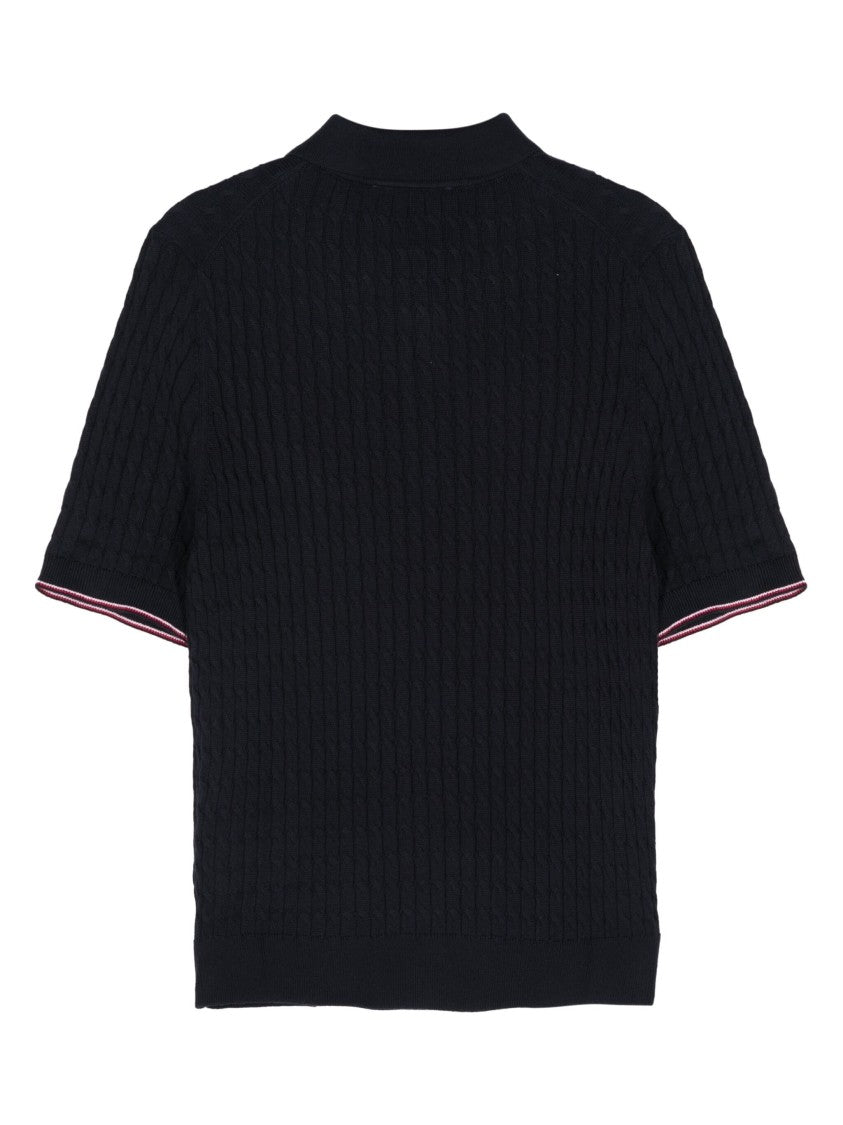 Tommy Hilfiger Textured Knit Polo Shirt With Contrast Stripes