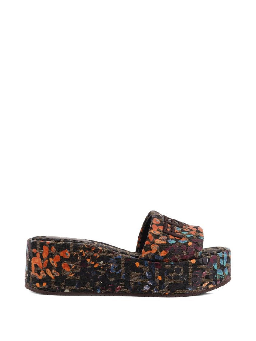 Fendi Artistic Slip-On Platform Sandals