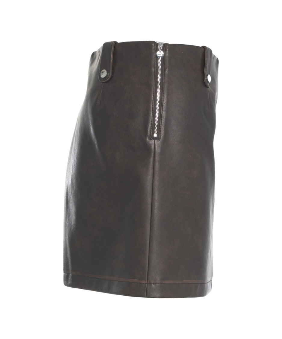 Liu Jo Faux Leather Mini Skirt With Metallic Button Accents
