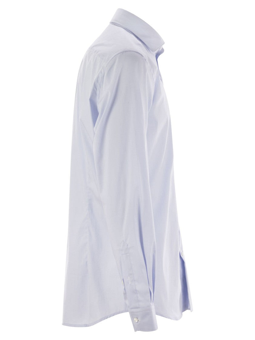 Fay Stretch Poplin Shirt With French Collar