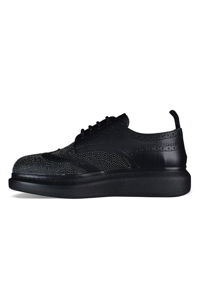 Alexander Mcqueen Black Leather Derbies With Oversized Rubber Sole