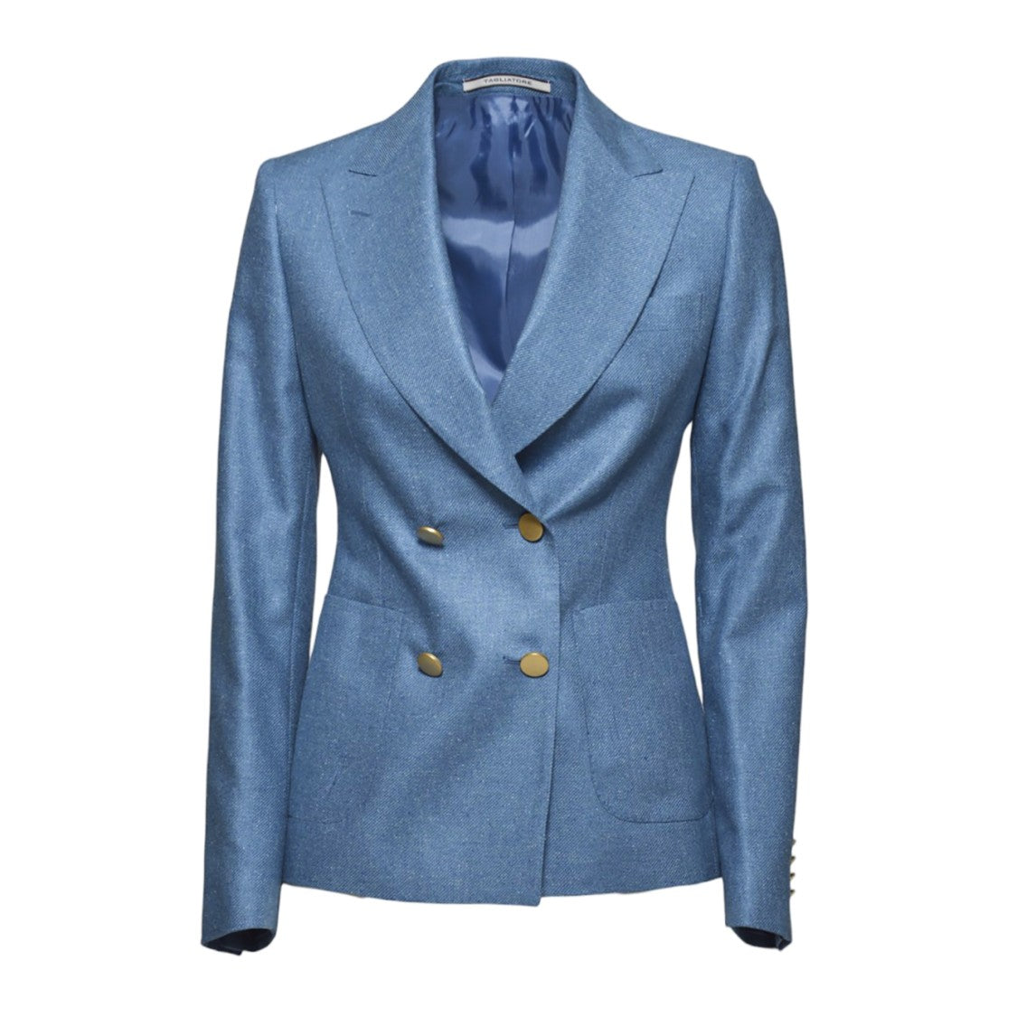 Tagliatore J-Coral Double-Breasted Jacket In Denim Silk Twill