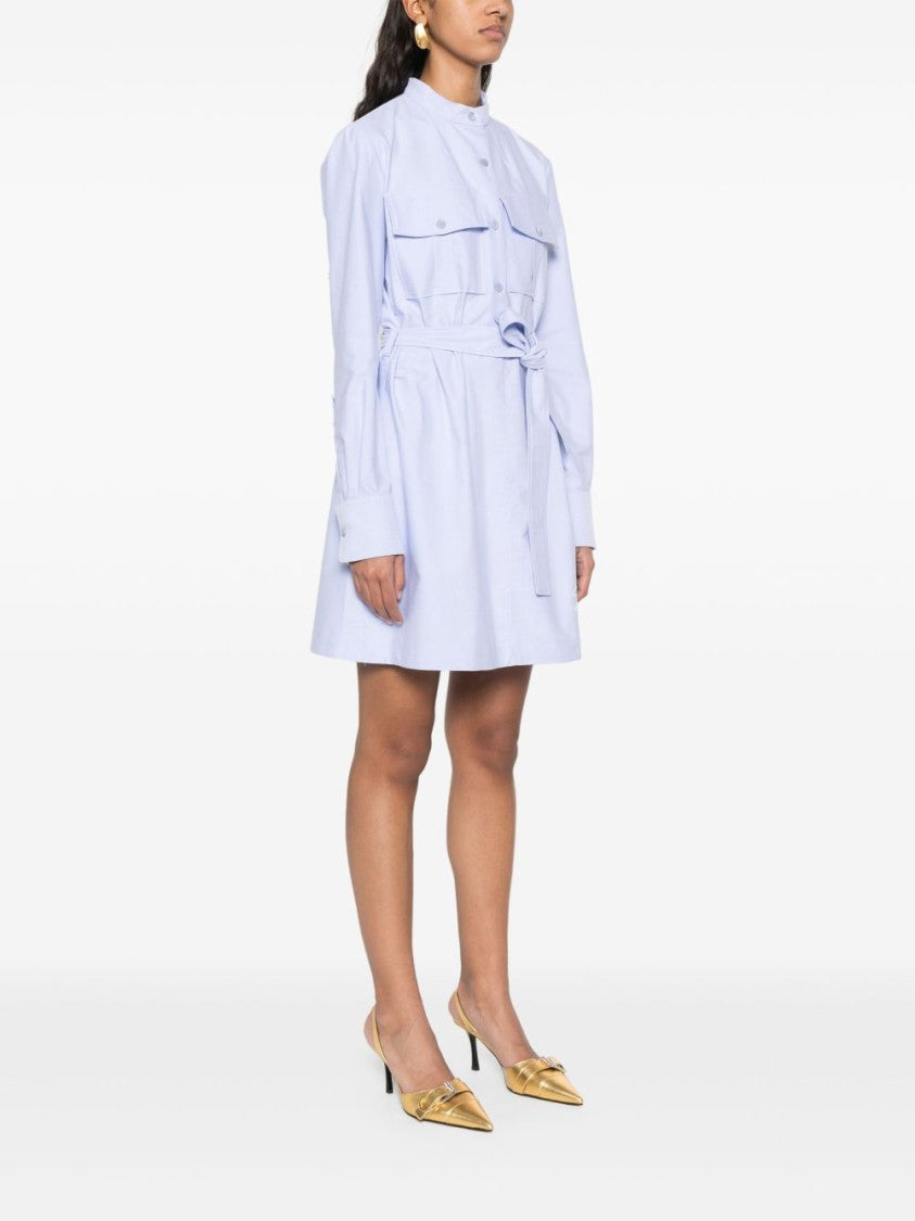 Givenchy Light Blue Midi Dress With Front Button Placket