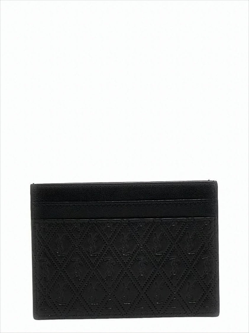 Saint Laurent Textured Diamond Pattern Card Wallet