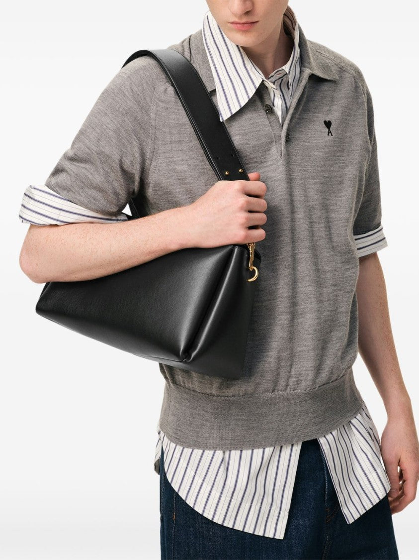 Ami Paris Structured Shoulder Bag - Black