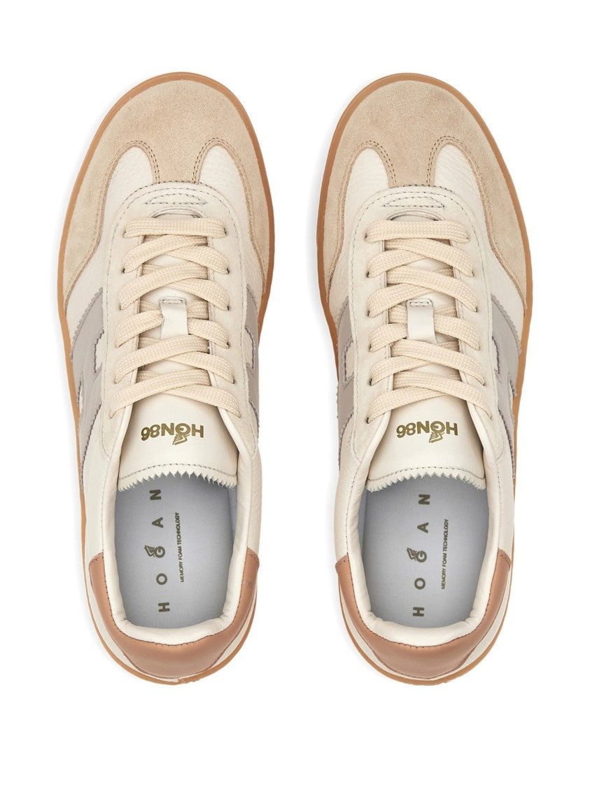 Hogan Neutral Low-Top Smooth Suede Leather Sneakers