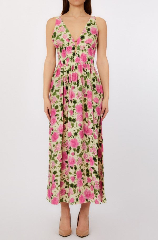 Liu Jo Sleeveless Floral Maxi Dress With V-Neckline