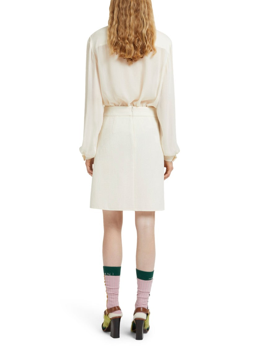 Marni Structured A-Line Mini Skirt In Creamy Ovine Leather