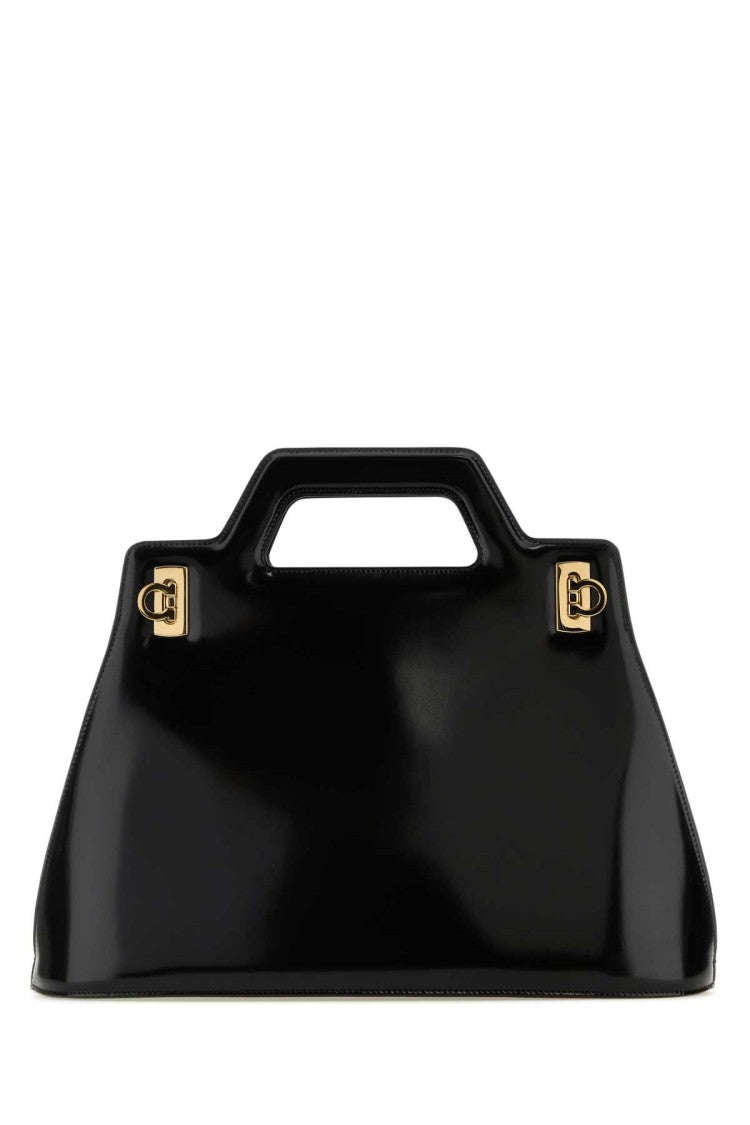 Salvatore Ferragamo Black Leather Wanda M Handbag