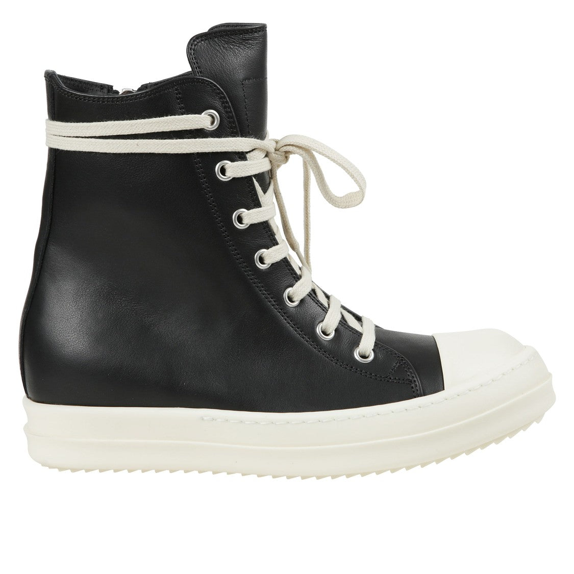 Rick Owens High-Top Smooth Leather Sneakers With Shark Tooth Sole