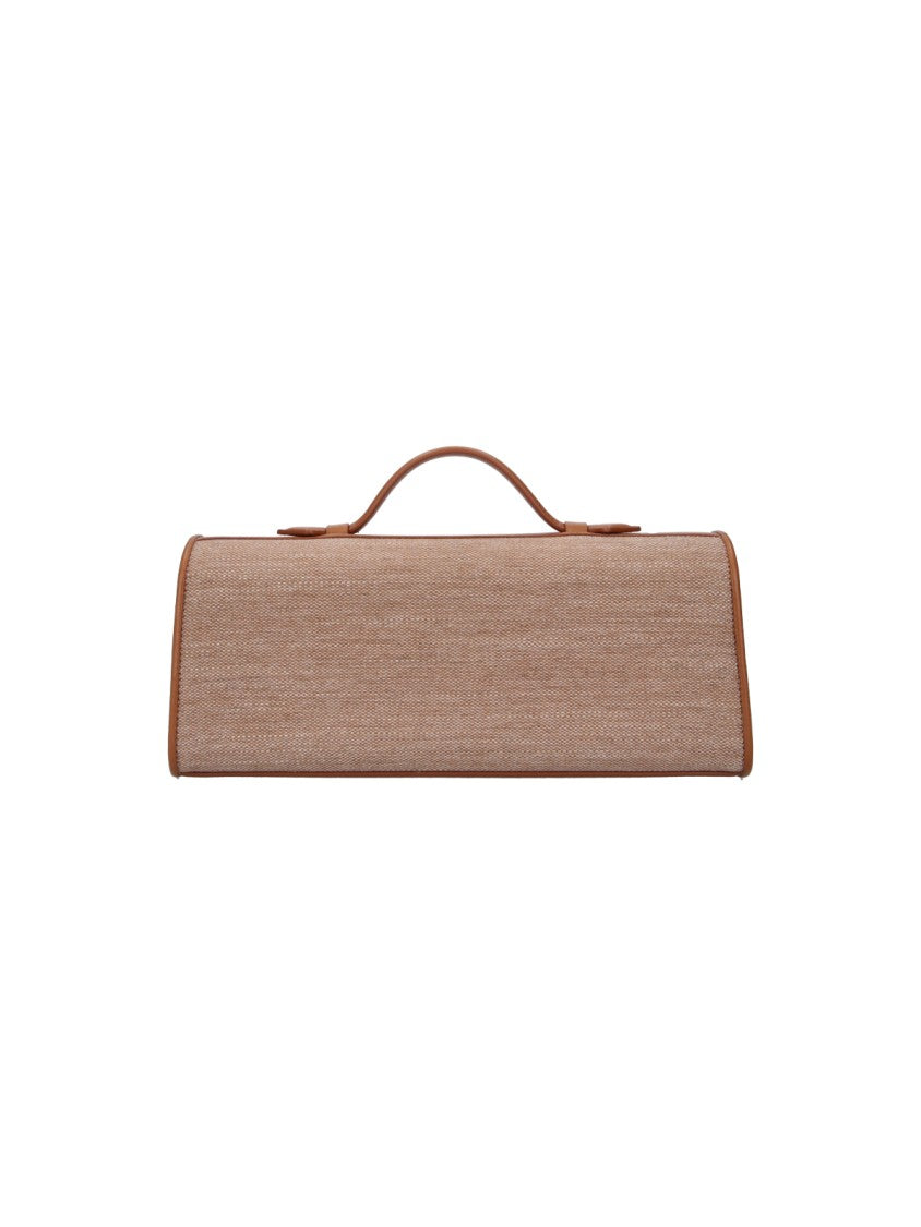 Savette Brown Fabric Slim Symmetry Clutch