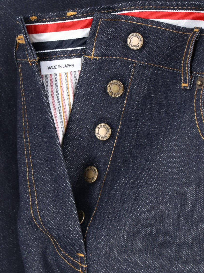 Thom Browne Blue Mid-Rise Straight-Leg Denim Jeans