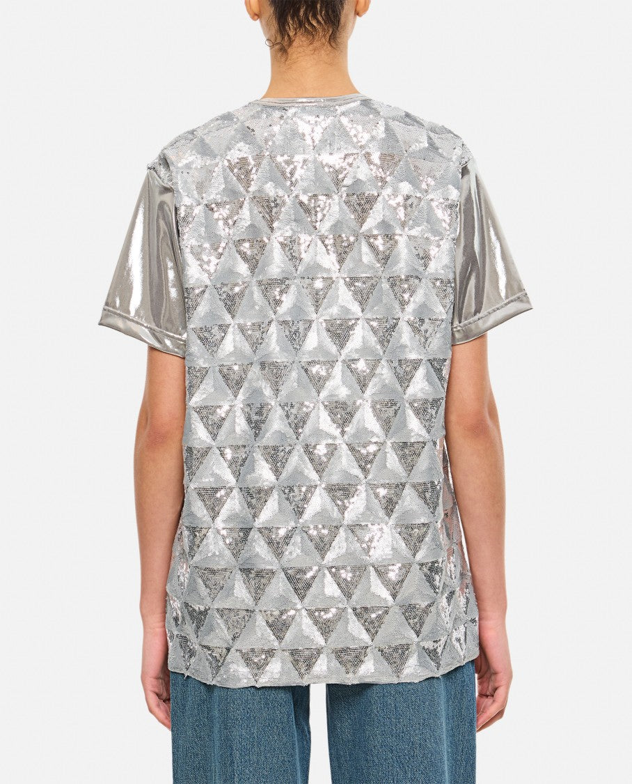 Junya Watanabe Geometric Sequin-Embellished Crew-Neck T-Shirt