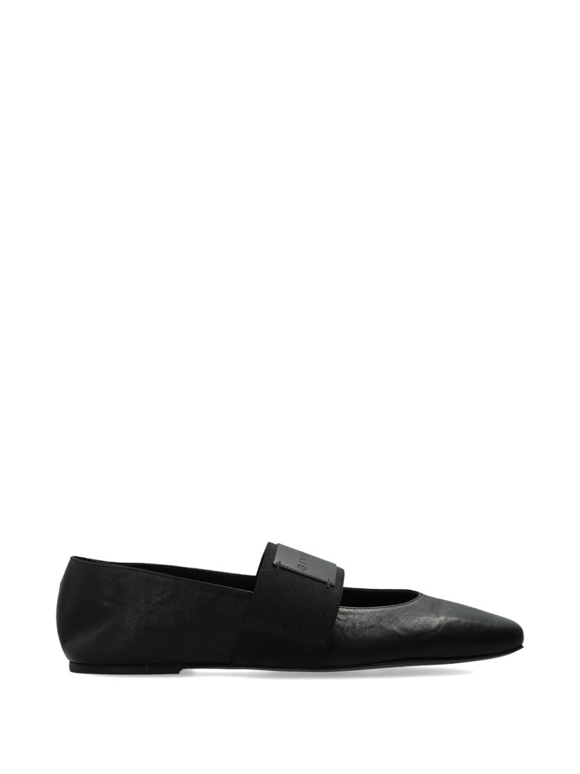 Givenchy Sliced Square Pointed Black Ballerina Flats