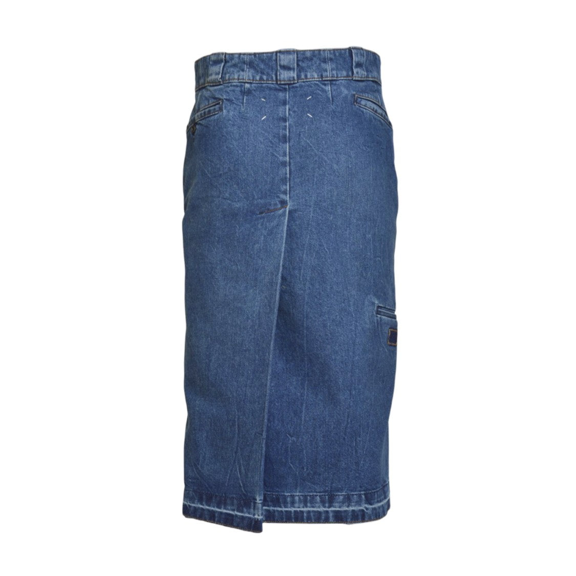 Maison Margiela Structured Denim Midi Skirt With High Waist And Pockets