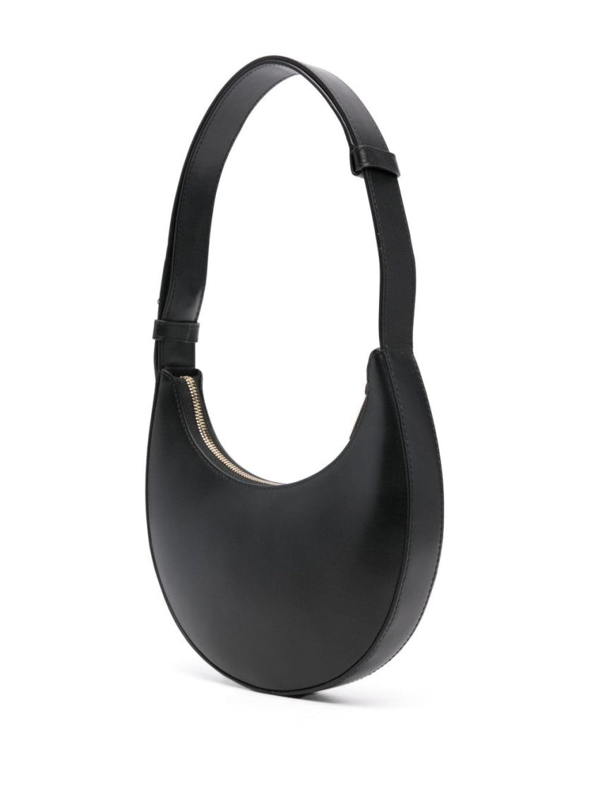 Furla Crescent Black Calf Leather Shoulder Bag