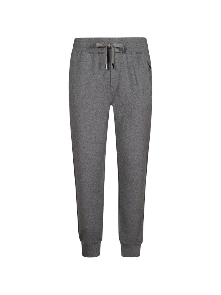 Dolce & Gabbana Grey Drawstring Fastening Cotton Straight-Leg Pants