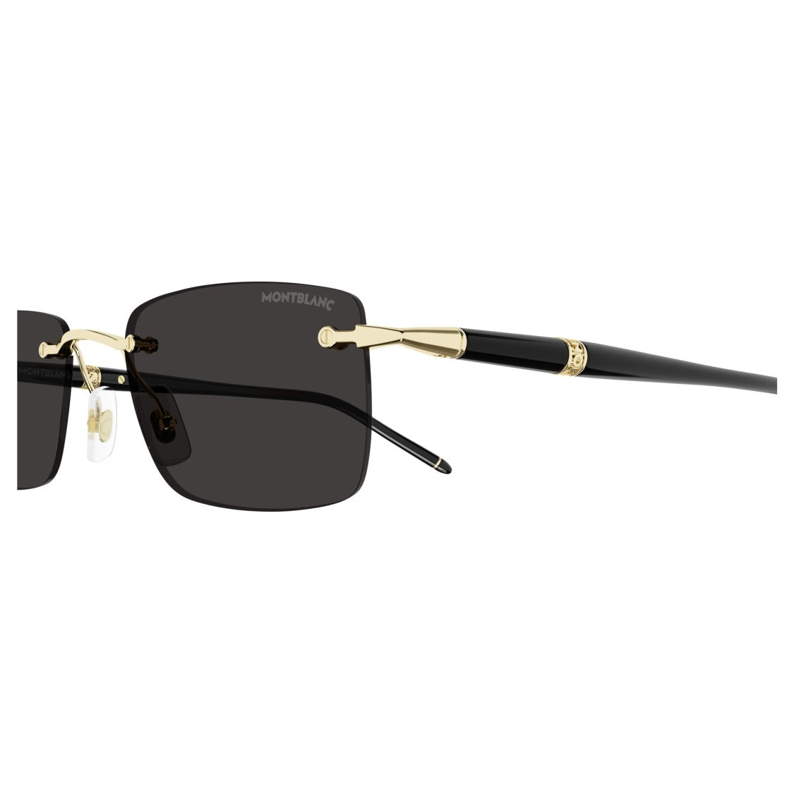 Montblanc Rimless Black Sunglasses With Gold Accents