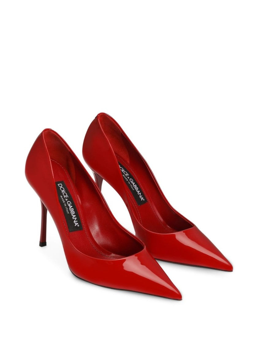 Dolce & Gabbana Red Cardinal Patent Leather Metal Logo Pumps