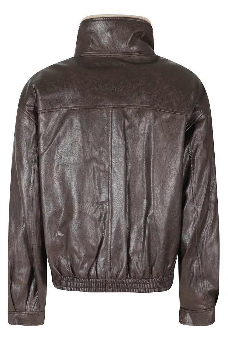 Low Classic Brown Fur Collar Faux Leather Jacket