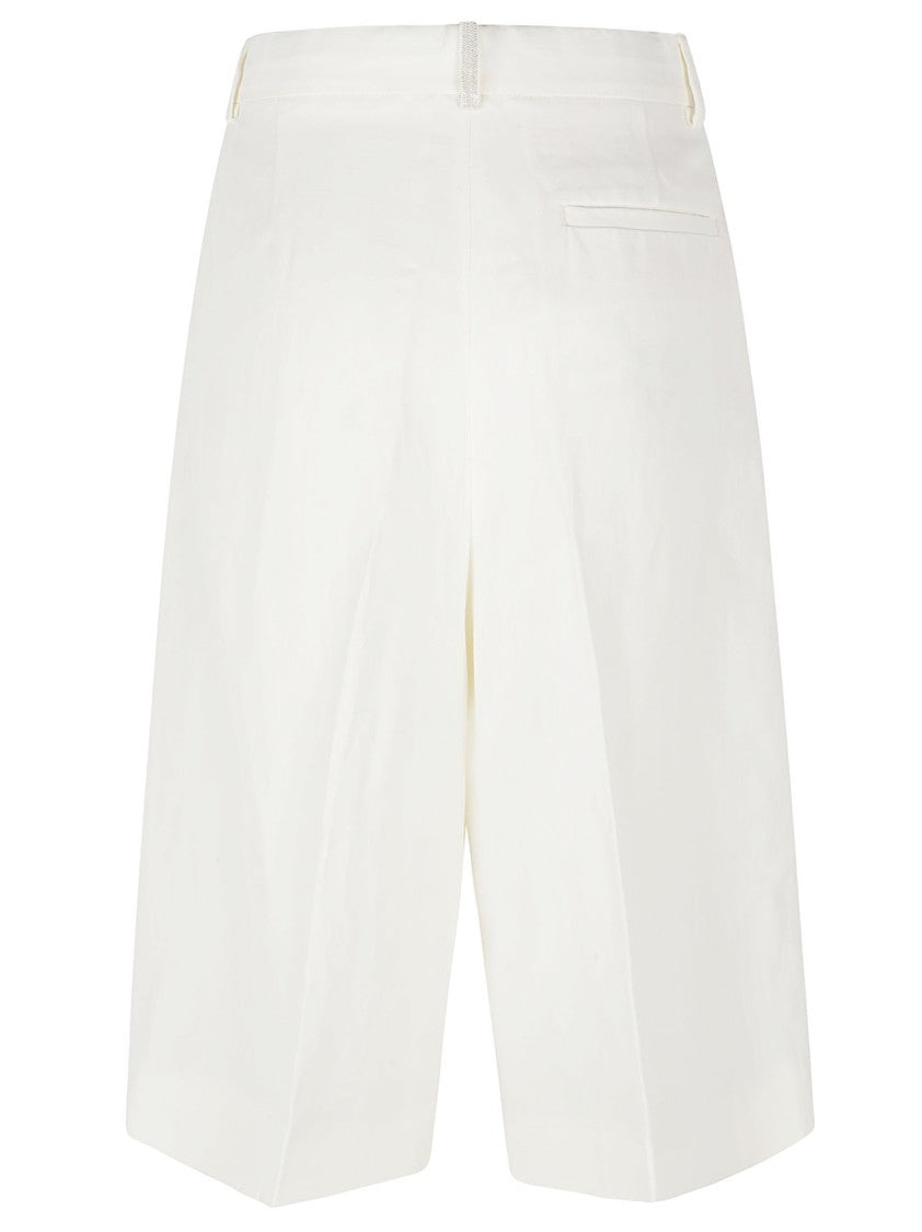 Fabiana Filippi Pleated White Shorts With Concealed Closure