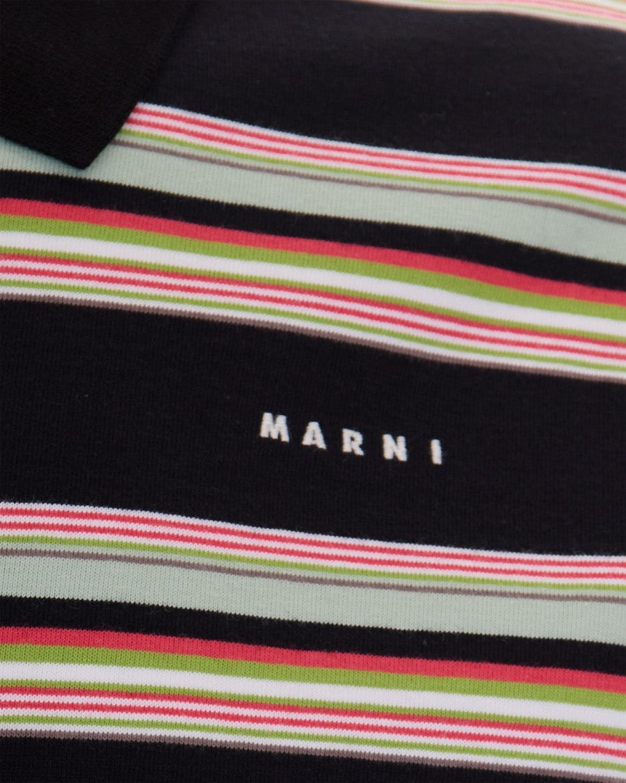 Marni Pale Mint Striped Long-Sleeve Polo Shirt