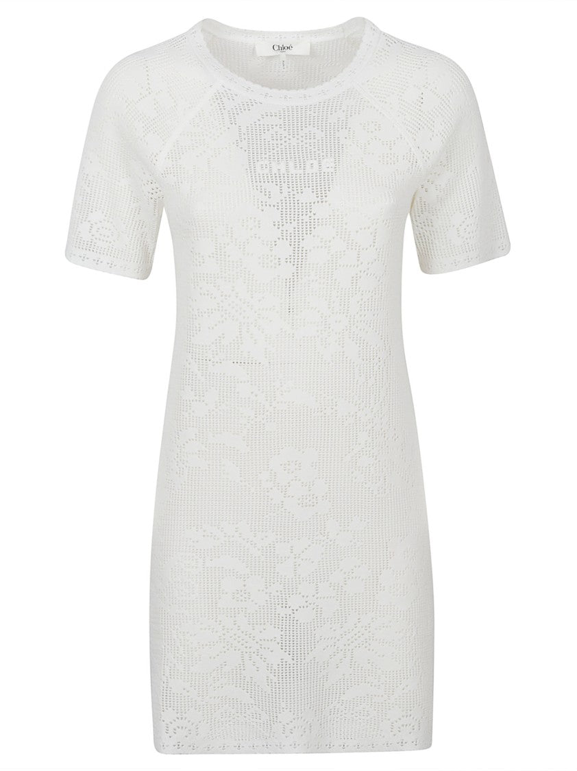 Chloé Multicolor Cotton Pointed Mini Dress