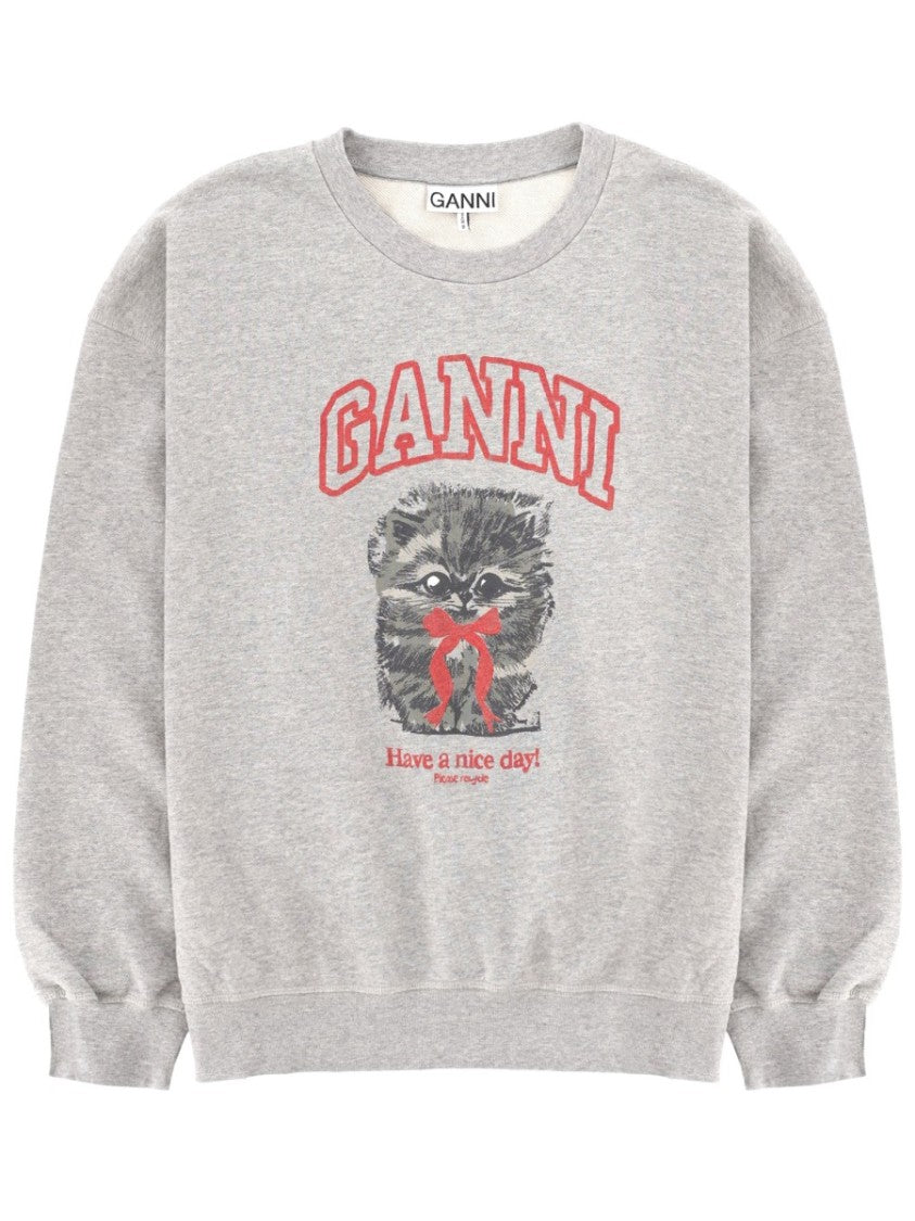 Ganni Animal Graphic Red Bow Sweatshirt