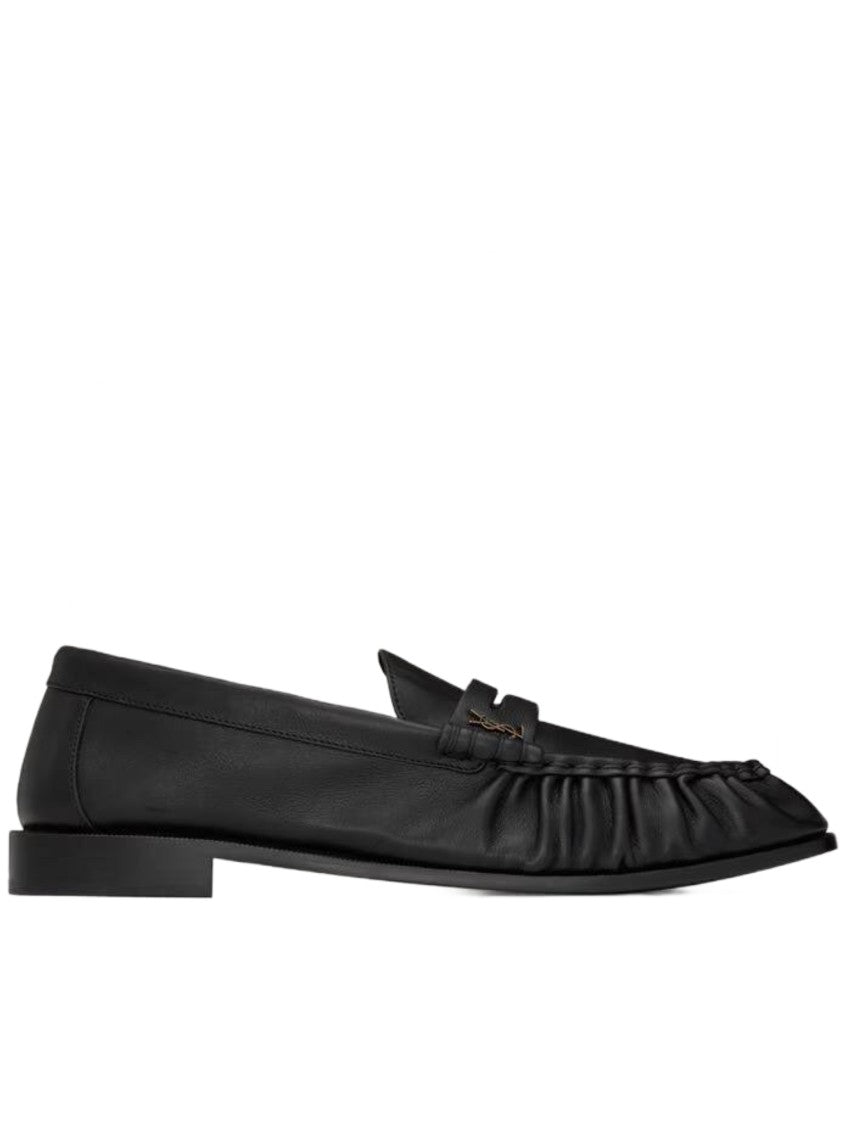 Saint Laurent Le Loafer 15 Ruched Black Leather Loafers