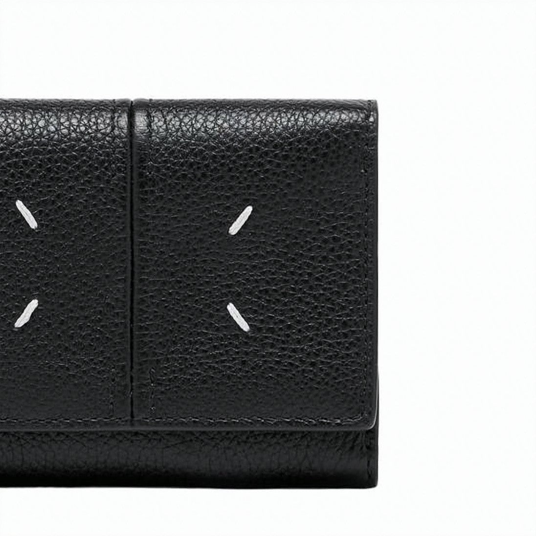 Maison Margiela Textured Calf Leather Tri-Fold Wallet With Distinctive Stitching