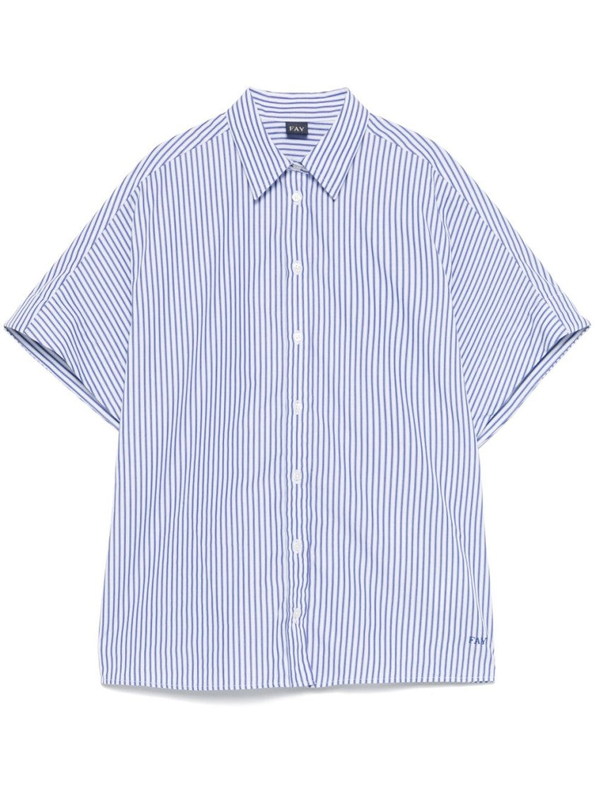 Fay Blue Shirt With Subtle Striped Pattern