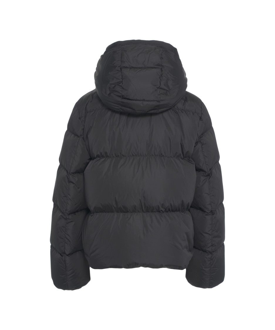 Add Quilted Puffer Jacket With High Collar And Hood