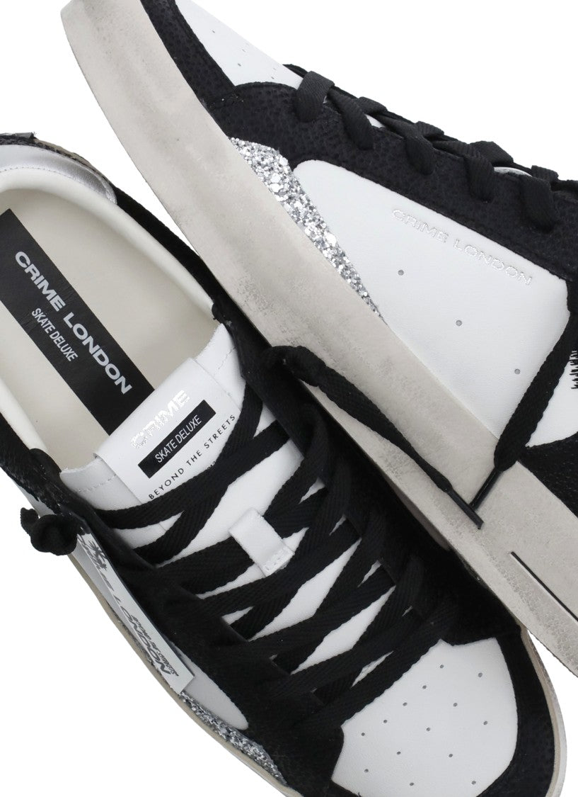 Crime London White Sk8 Deluxe Glitter Sneakers