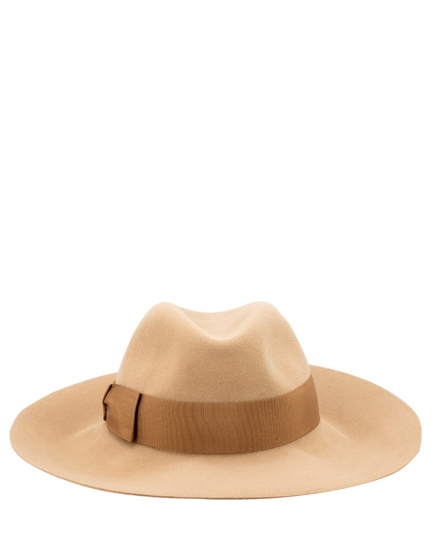 Borsalino Camel Felt Hat With Golden Borsalino Logo