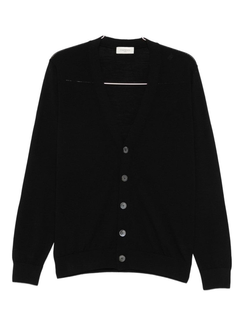 Piacenza Cashmere Classic Black Cardigan With V-Neckline