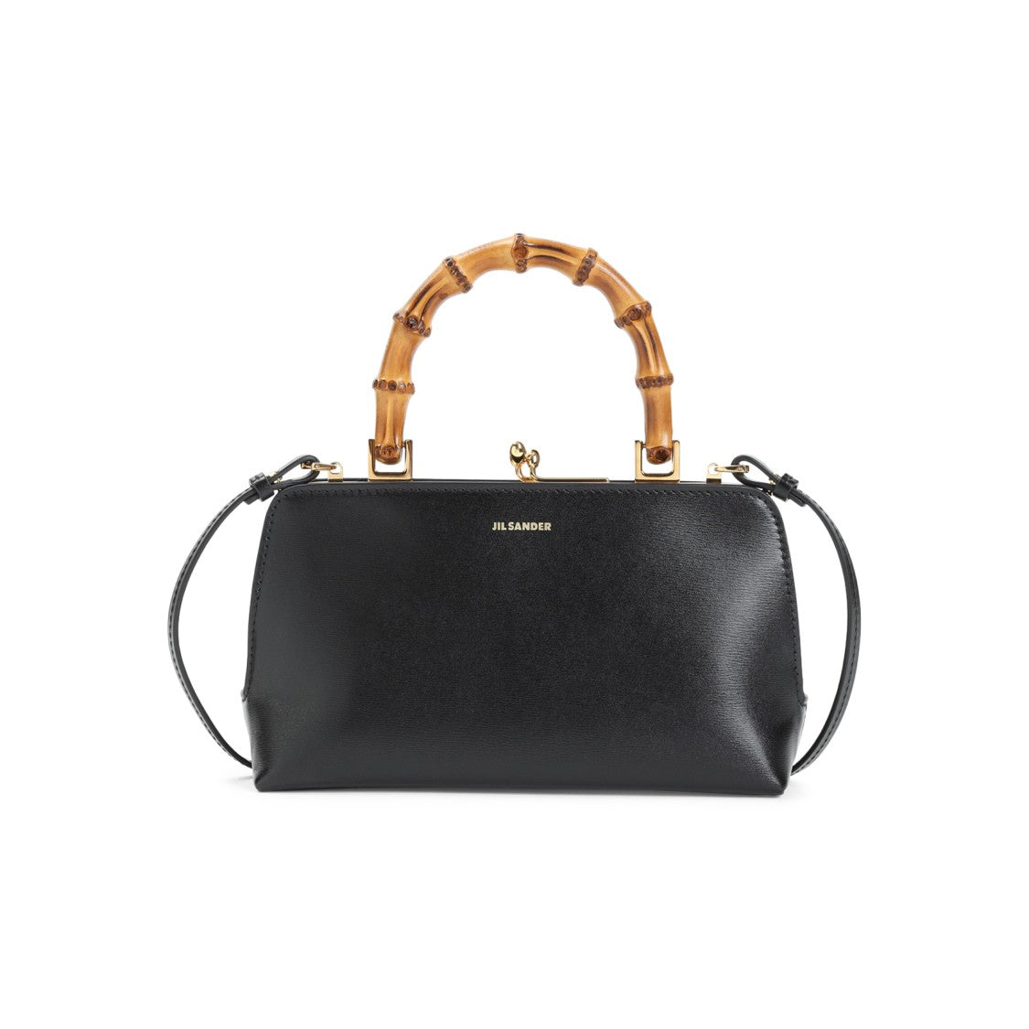 Jil Sander Black Calf Leather Goji Mini Bamboo Bag